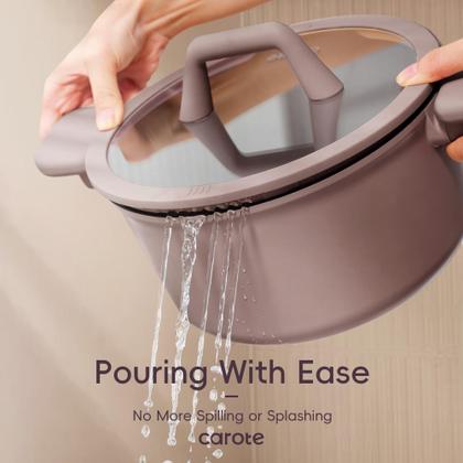 Imagem de Conjunto de utensílios de cozinha CAROTE, 19 unidades, antiaderente, de indução, marrom rosado