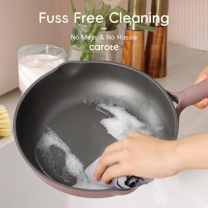 Imagem de Conjunto de utensílios de cozinha CAROTE, 19 unidades, antiaderente, de indução, marrom rosado