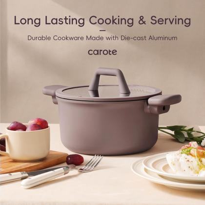 Imagem de Conjunto de utensílios de cozinha CAROTE, 19 unidades, antiaderente, de indução, marrom rosado