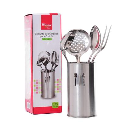 Imagem de Conjunto de Utensílios de Cozinha com Suporte Inox 5 Peças