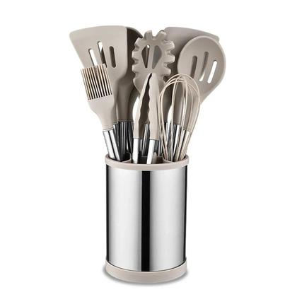 Imagem de Conjunto De Utensílios De Cozinha De Silicone Com 12 Peças, Espátula E Colher De Aço Inoxidável