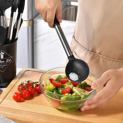 Imagem de Conjunto De Utensílios De Cozinha De Silicone Resistente Ao Calor Com 15 Peças, Cabo De Madeira,