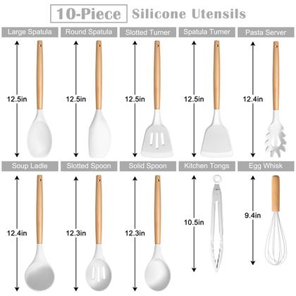 Imagem de Conjunto de utensílios de cozinha E-far Silicone 10PCS resistente ao calor