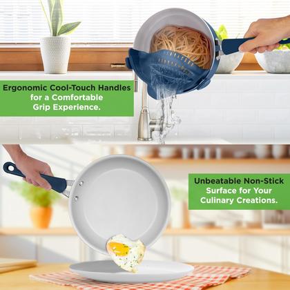 Imagem de Conjunto de utensílios de cozinha NutriChef Navy Blue 14 peças antiaderentes