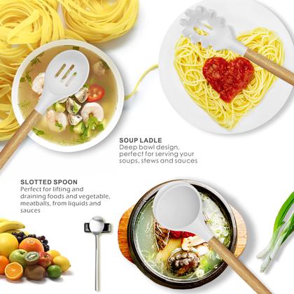 Imagem de Conjunto de utensílios de cozinha Oannao Silicone 14 peças resistentes ao calor