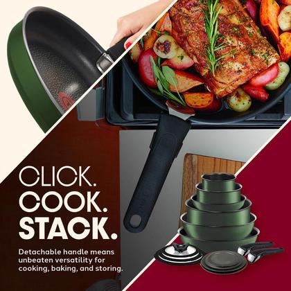 Imagem de Conjunto de utensílios de cozinha T-Fal Ingenio Nonstick, 14 peças, verde de indução