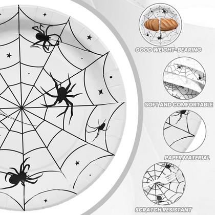 Imagem de Conjunto de utensílios de mesa Gistome Halloween Spider Web 96 peças