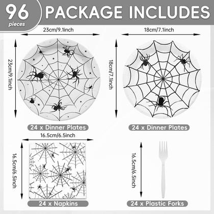 Imagem de Conjunto de utensílios de mesa Gistome Halloween Spider Web 96 peças