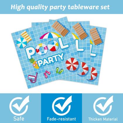 Imagem de Conjunto de utensílios de mesa para festas na piscina Tevxj 96 peças para 24 convidados