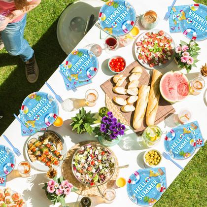 Imagem de Conjunto de utensílios de mesa para festas na piscina Tevxj 96 peças para 24 convidados