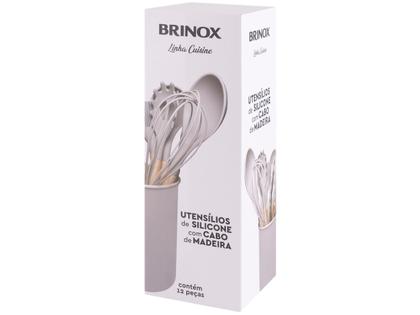Imagem de Conjunto de Utensílios de Silicone e Madeira Brinox Top Pratic Cousine 12 Peças