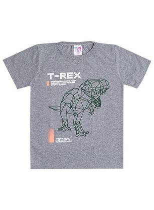 Imagem de Conjunto de Verão Infantil Masculino Blusa Cinza e Shorts T-Rex - KK Kids