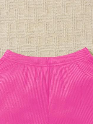 Imagem de Conjunto De Verão Para Meninas Com Regata De Renda E Shorts Em Cor Sólida Estilo De Férias Roupas