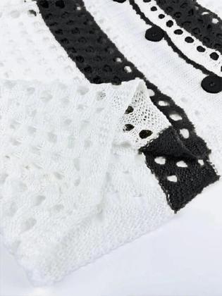 Imagem de Conjunto De Verão plus Size Para Férias, 2 Peças, Cardigan De Crochê Com Botões E Calças, Cobertura