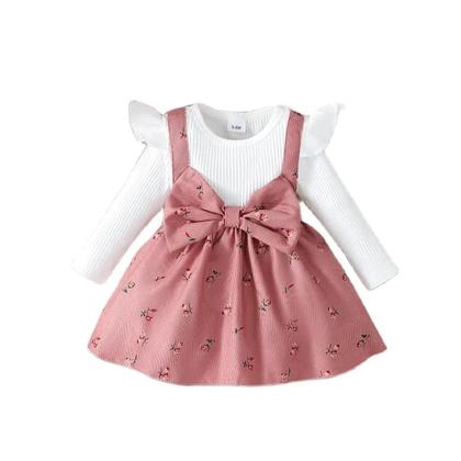 Imagem de Conjunto De Vestido De Princesa Para Menina Com Bloco De Cores E Faixa Grande 0-24 Meses Moda