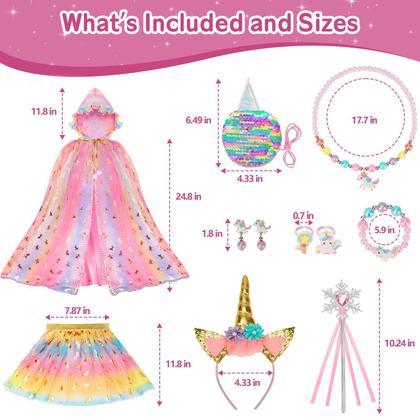 Imagem de Conjunto de vestidos para princesas, capa de unicórnio Rolevoria Light Up, 10 unidades