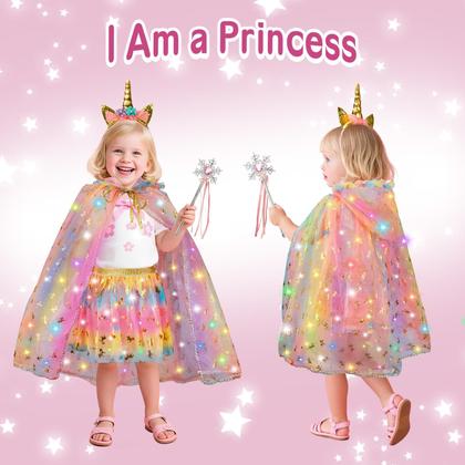 Imagem de Conjunto de vestidos para princesas, capa de unicórnio Rolevoria Light Up, 10 unidades