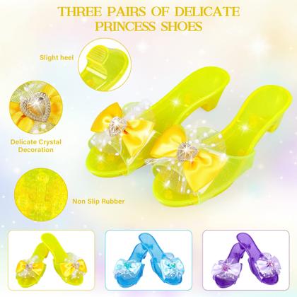 Imagem de Conjunto de vestidos para princesas Rcovasc com 3 saias, sapatos, coroas e muito mais