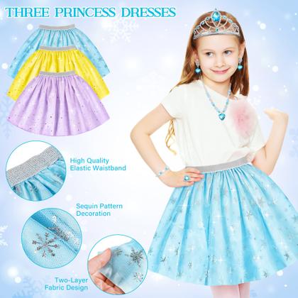 Imagem de Conjunto de vestidos para princesas Rcovasc com 3 saias, sapatos, coroas e muito mais