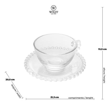 Imagem de Conjunto de Xícara de Chá 180 ml Pearl Clear com 4 Peças Wolff