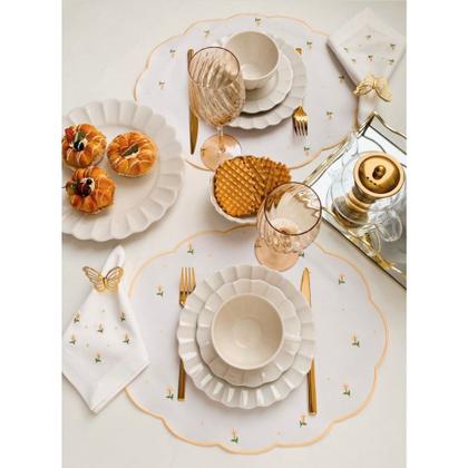 Imagem de Conjunto de Xícara de Chá com Pires 06 Peças Flora Camélia Oxford