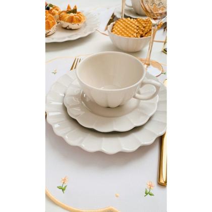 Imagem de Conjunto de Xícara de Chá com Pires 06 Peças Flora Camélia Oxford