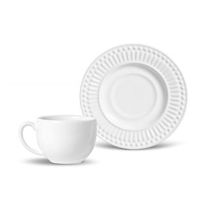 Imagem de Conjunto de Xícara de Chá com Pires 06 Peças Roma Branco Porto Brasil