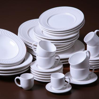 Imagem de Conjunto de Xícara de Chá com Pires 06 Peças Roma Branco Porto Brasil