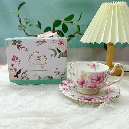 Imagem de Conjunto De Xícara E Pires De Cerâmica Estilo Europeu De 180ml Para Chá Da Tarde/café, Em Caixa Para