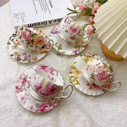 Imagem de Conjunto De Xícara E Pires De Cerâmica Estilo Europeu De 180ml Para Chá Da Tarde/café, Em Caixa Para