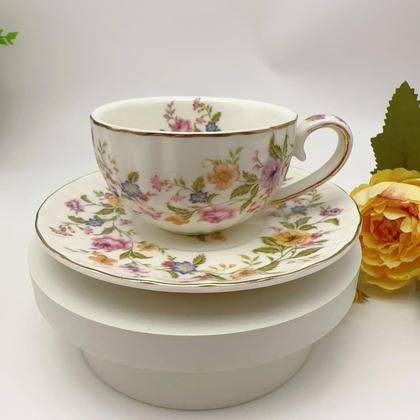 Imagem de Conjunto De Xícara E Prato De Espresso Estilo Europeu Floral 90ml, Xícaras Exquisitas Para Chá Da