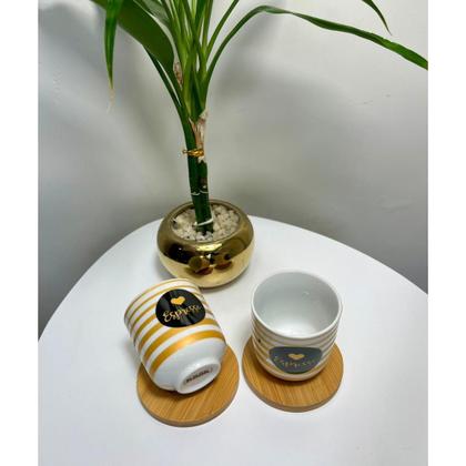 Imagem de Conjunto de Xícara em Porcelana e Pires em Bambu Kook