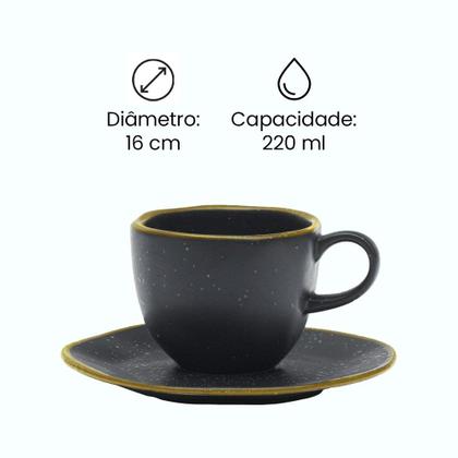 Imagem de Conjunto de Xicaras Com Pires 06 Peças 220 ml Ryo Volcano Oxford