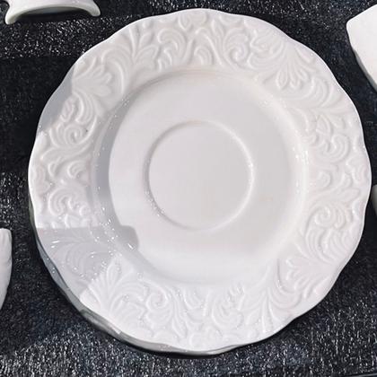 Imagem de Conjunto De Xicaras Com Pires De Cafe Porcelana Xicara Branca Kit 12 Pecas Luxo Cerâmica