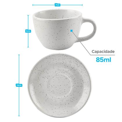 Imagem de Conjunto de xícaras com pires para café 12 peças branco 85ml