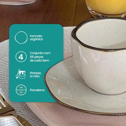 Imagem de Conjunto de Xícaras Com Pires Ryo Maresia 04 Peças 220ml