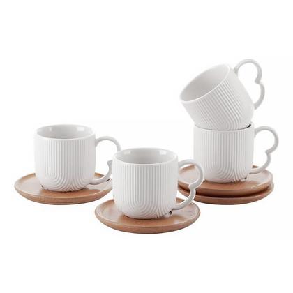 Conjunto de Xícaras de Café Oásis em Cerâmica 90ml com Pires em