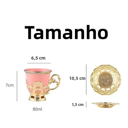 Imagem de Conjunto De Xícaras De Café Turco Com Borda Dourada Em Cerâmica, Estilo Europeu Clássico, Conjunto