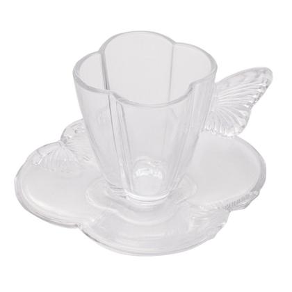 Imagem de Conjunto de Xícaras de Café Vidro com Pires com 04 Peças 80ml Butterfly