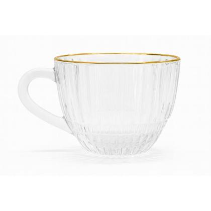 Imagem de Conjunto de Xícaras de Chá 230ml 6 Pçs Borda Dourada -Quanhe