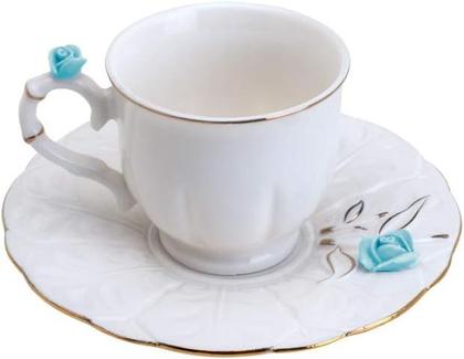 Imagem de Conjunto de Xícaras para Café com Pires de Porcelana 6 Peças Wolff Flower, Branco, 100 ml