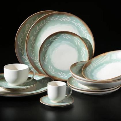 Imagem de Conjunto De Xícaras Para Chá Com Pires Em Cerâmica Coup Mediterrâneo Com 12 Peças 250ml Porto Brasil