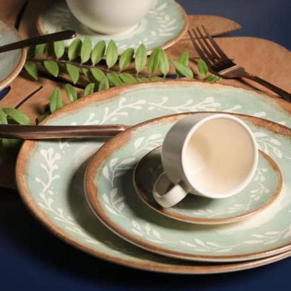 Imagem de Conjunto De Xícaras Para Chá Com Pires Em Cerâmica Coup Mediterrâneo Com 12 Peças 250ml Porto Brasil