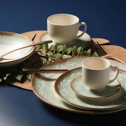 Imagem de Conjunto De Xícaras Para Chá Com Pires Em Cerâmica Coup Mediterrâneo Com 12 Peças 250ml Porto Brasil