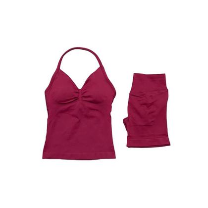 Imagem de Conjunto De Yoga Feminino HISTELLO 2 Peças Top Sem Costura E Shorts Para Treino E Fitness