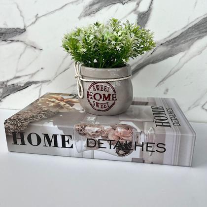 Imagem de Conjunto decoração livro Home + vaso cinza de cerâmica