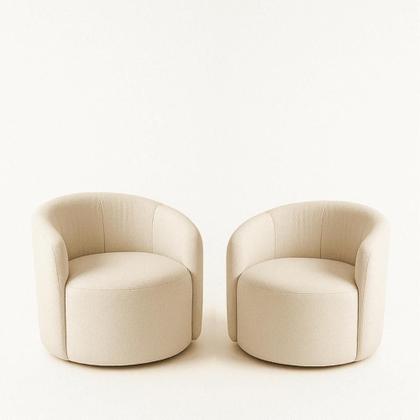 Imagem de Conjunto Decorativo 02 Poltronas + Sofá Curvo Orgânico Nature Gaia Boucle Bege - Montanaris Decor