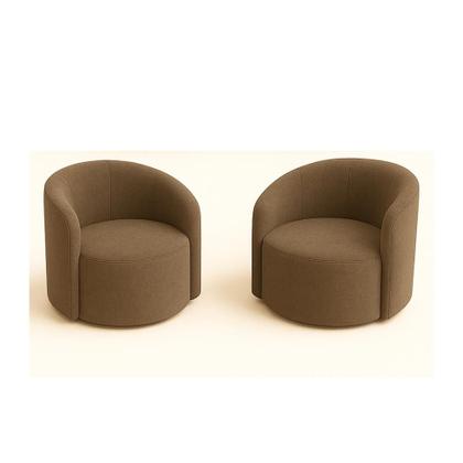 Imagem de Conjunto Decorativo 02 Poltronas + Sofá Curvo Orgânico Nature Gaia Suede Cappuccino - Montanaris Decor