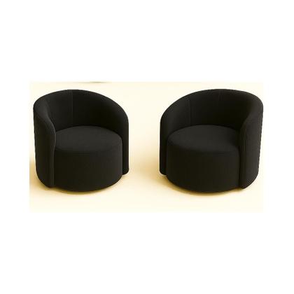 Imagem de Conjunto Decorativo 02 Poltronas + Sofá Curvo Orgânico Nature Gaia Suede Preto - Montanaris Decor