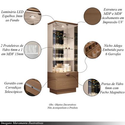 Imagem de Conjunto Decorativo Cristaleira e Buffet Aparador Peggy/Noeli Off White/Castanho G26 - Gran Belo